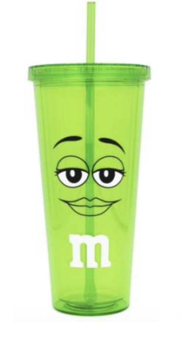 M&M’S green BIG FACE TUMBLER straw bottle