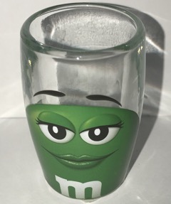 M&M's glass Big Face Clear Shot Glass New