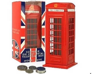 London money coins box figure