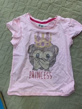 Animal Monkey emoji princess girl tshirt 7/8 years