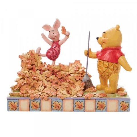 Jumping into Fall - Piglet and Winnie the Pooh Pooh Autum Leaves Figure