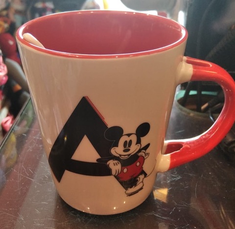 Mickey Mouse mug letter A with spoon