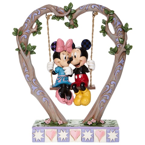 MICKEY AND MINNIE mouse figure ON A SWING