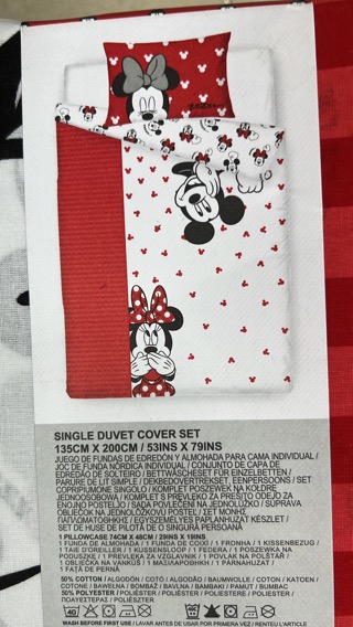 Mickey Mouse duvet single size 200x135 cm