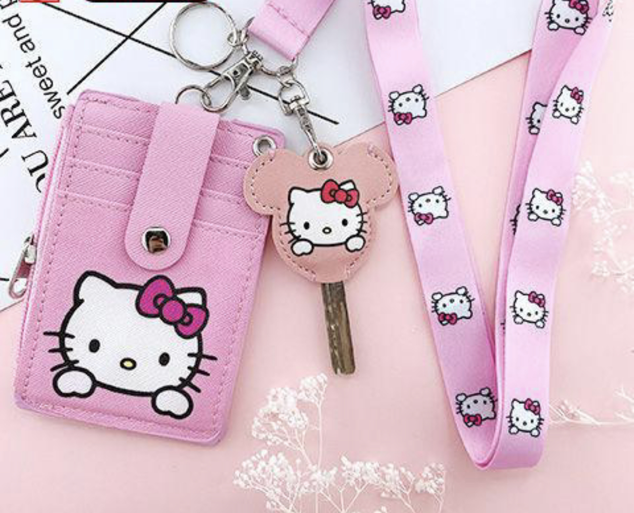 Hello kitty keyring card holder